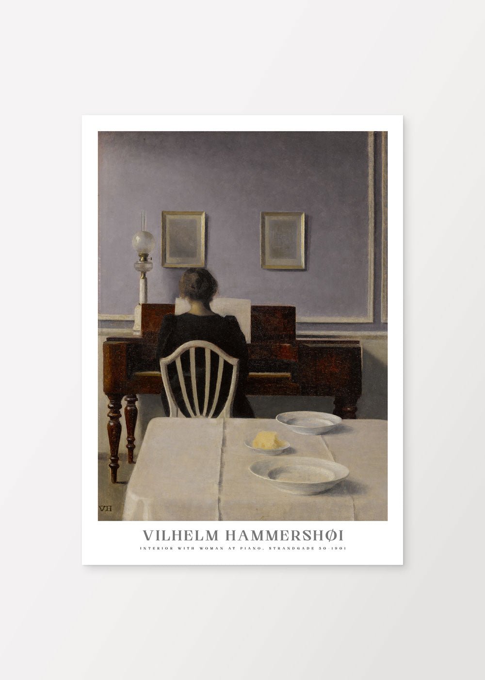Interior with Woman at Piano Strandgade 30 - Vilhelm Hammershoi - #shop_name