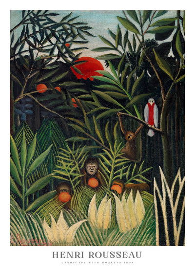 Landscape with Monkeys Poster - Henri Rousseau