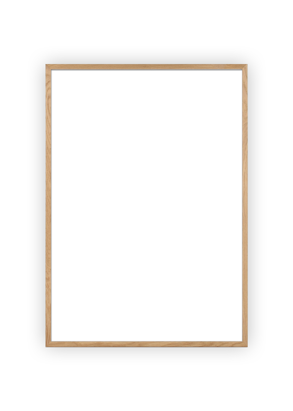 Oak poster frame displayed on a green background