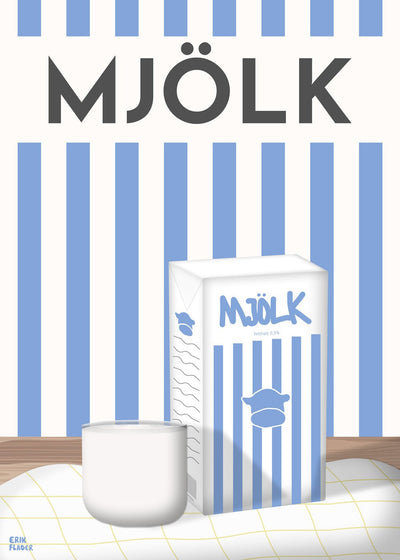 Blå Mjölk Poster