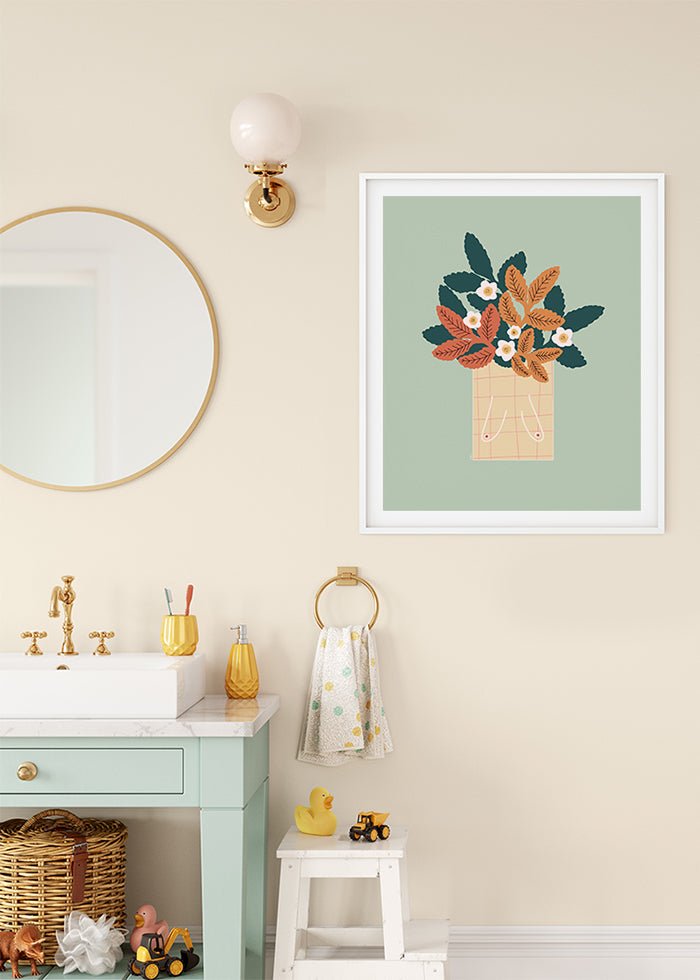 Tavla med tuttkruka.