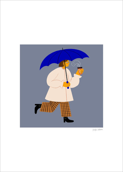 Frau mit Regenschirm Poster