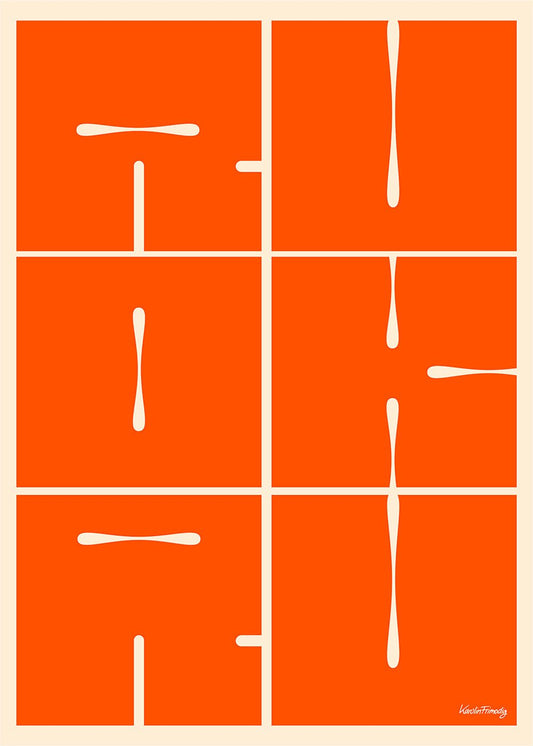 RUOK Orange Poste, trendig orange poster med minimalistiska former som stavar fram Are You Okay. 