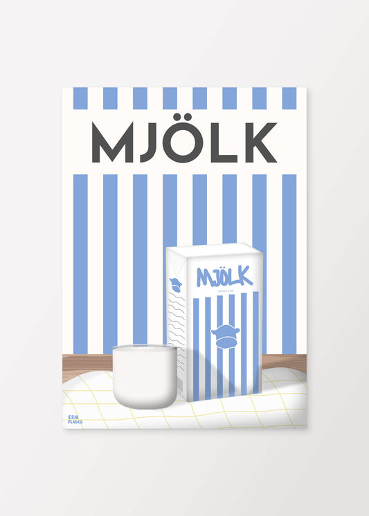 Blå Mjölk Poster