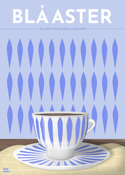 Blå Aster Kaffekopp Poster