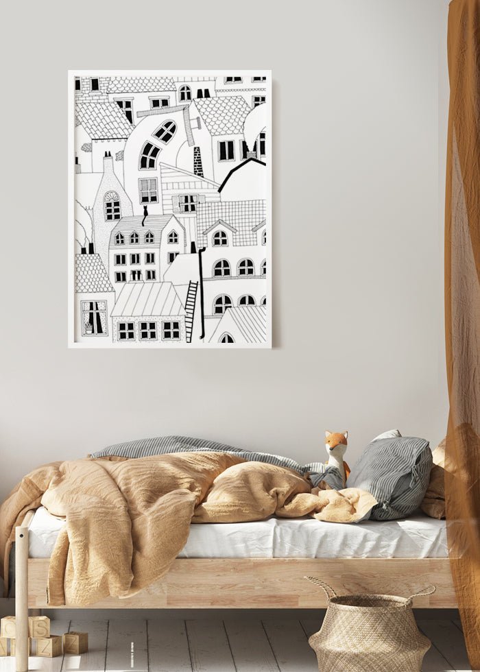 Compact City Lineart Poster - #shop_name