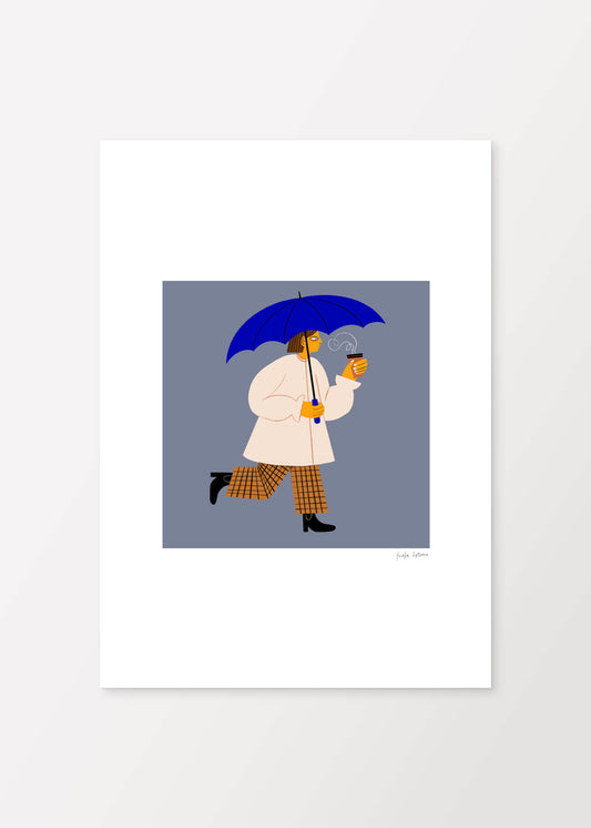 Frau mit Regenschirm Poster