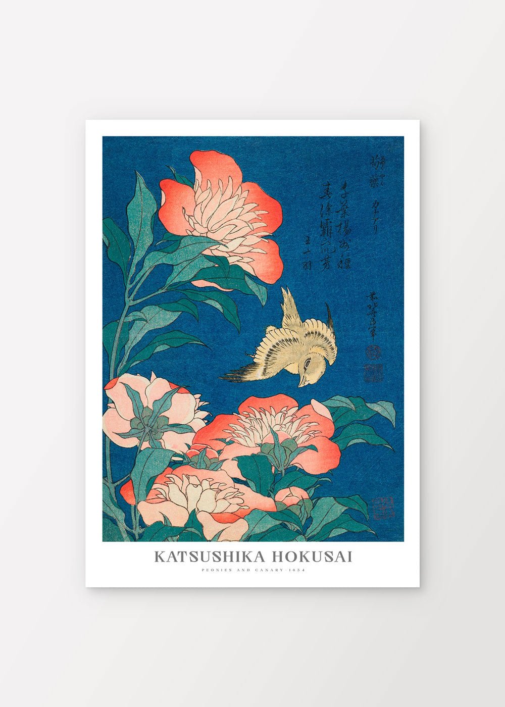 Peonies and Canary - Katsushika Hokusai Poster - shop_name