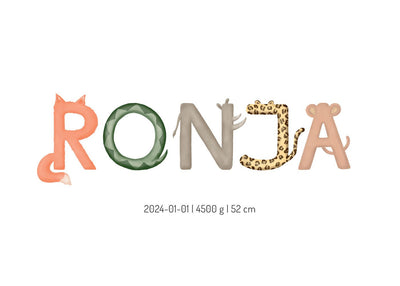 Personlig Namntavla - Djurbokstäver