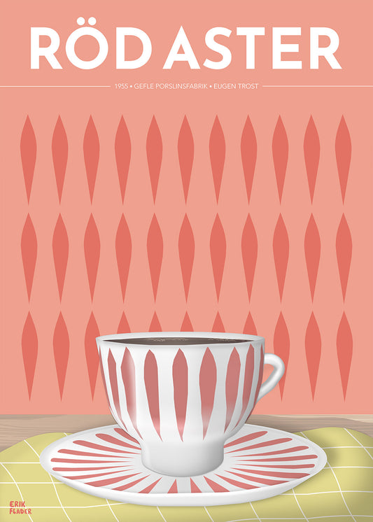 Rotes Aster-Kaffeetassen-Poster