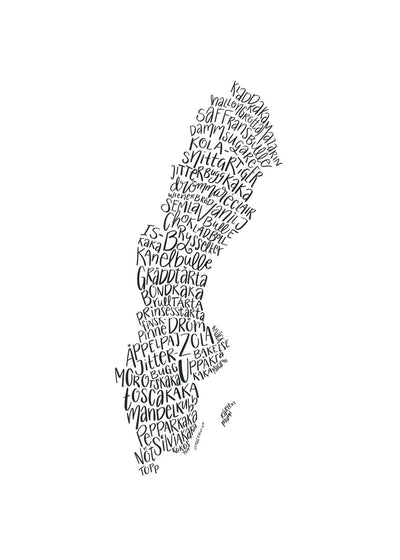 Sverige Fikakarta Poster