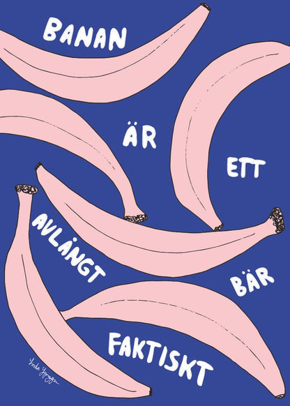 Färgglad lå och rosa  poster med bananer