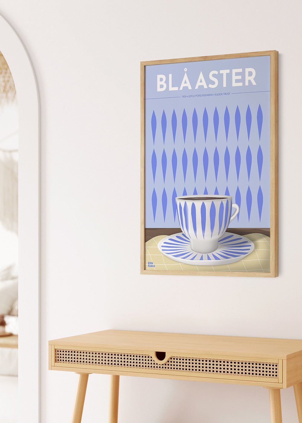 Blå Aster Kaffekopp Poster. Fin kaffetavla till köket.