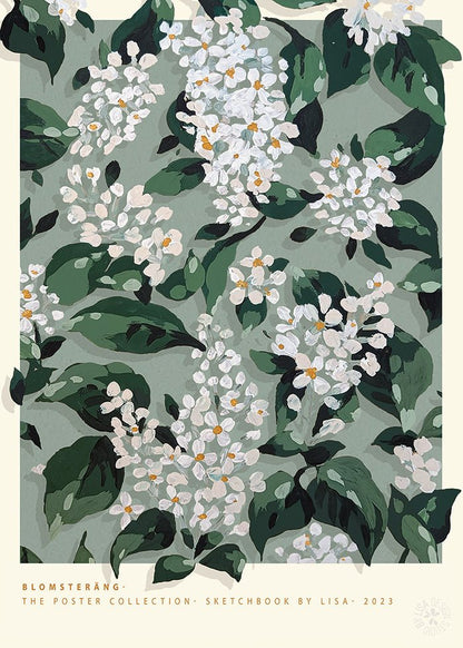 Vacker poster med blomsteräng. Mönster av Lisa Fredin