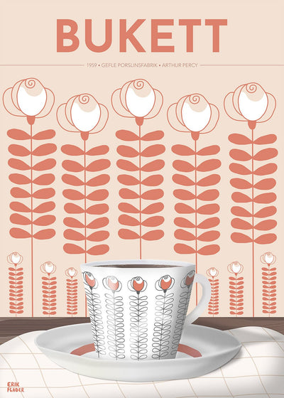 Bukett Kaffekopp Gefle Poster