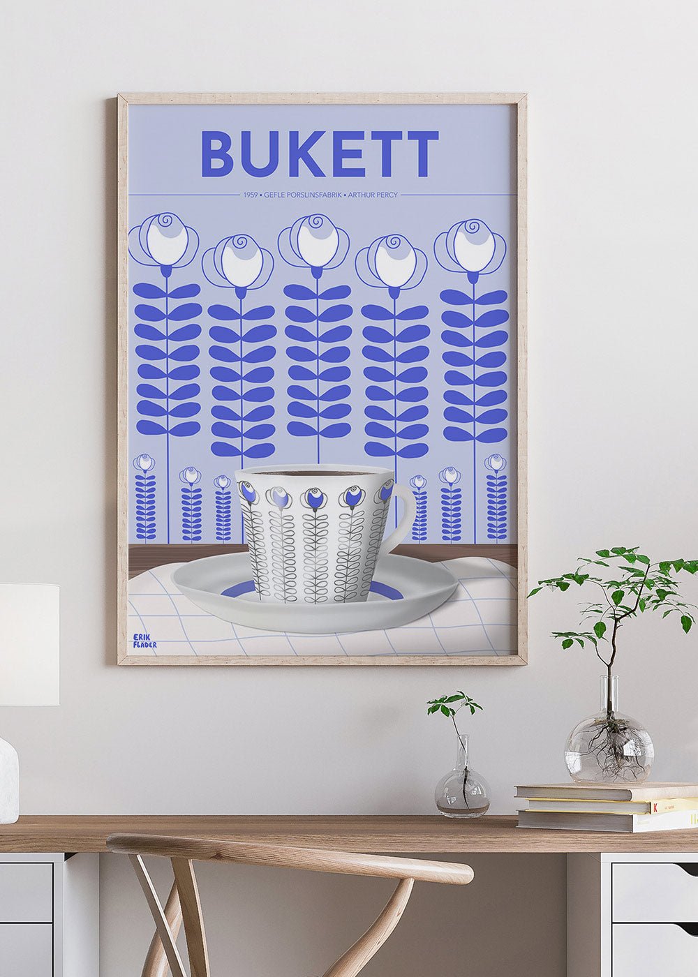 Blå poster - Bukett Kaffekopp av Erik Fläder.