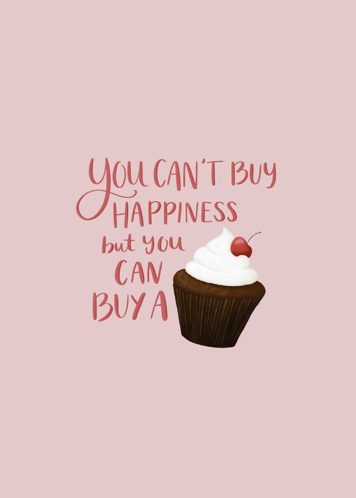 Buy a Cupcake Poster - Rosa texttavla med muffins på SoPosters