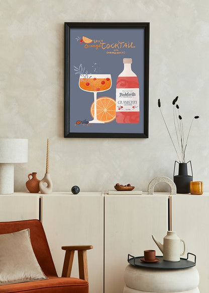 Blå cocktailposter. Jultavla till köket.