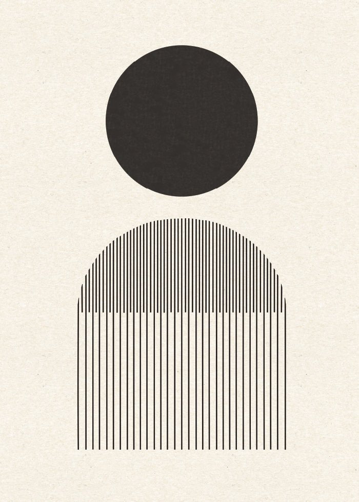 Comb Poster på SoPoster. Beige tavla med abstrakta svarta former.