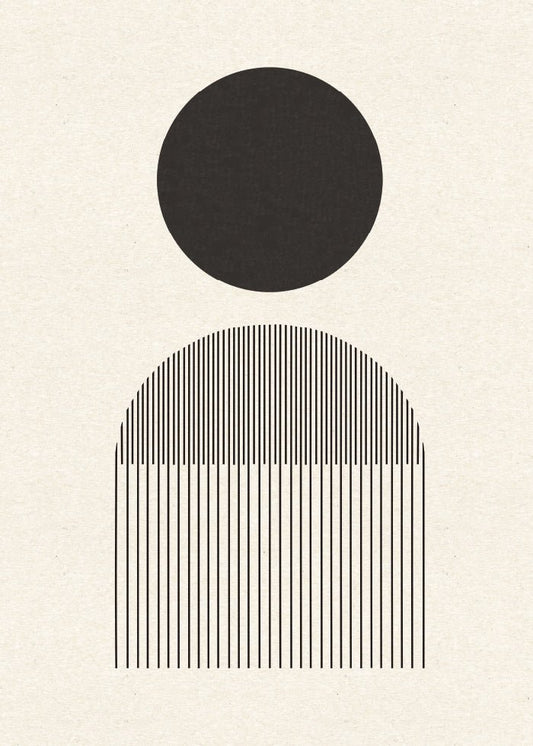 Comb Poster på SoPoster. Beige tavla med abstrakta svarta former.