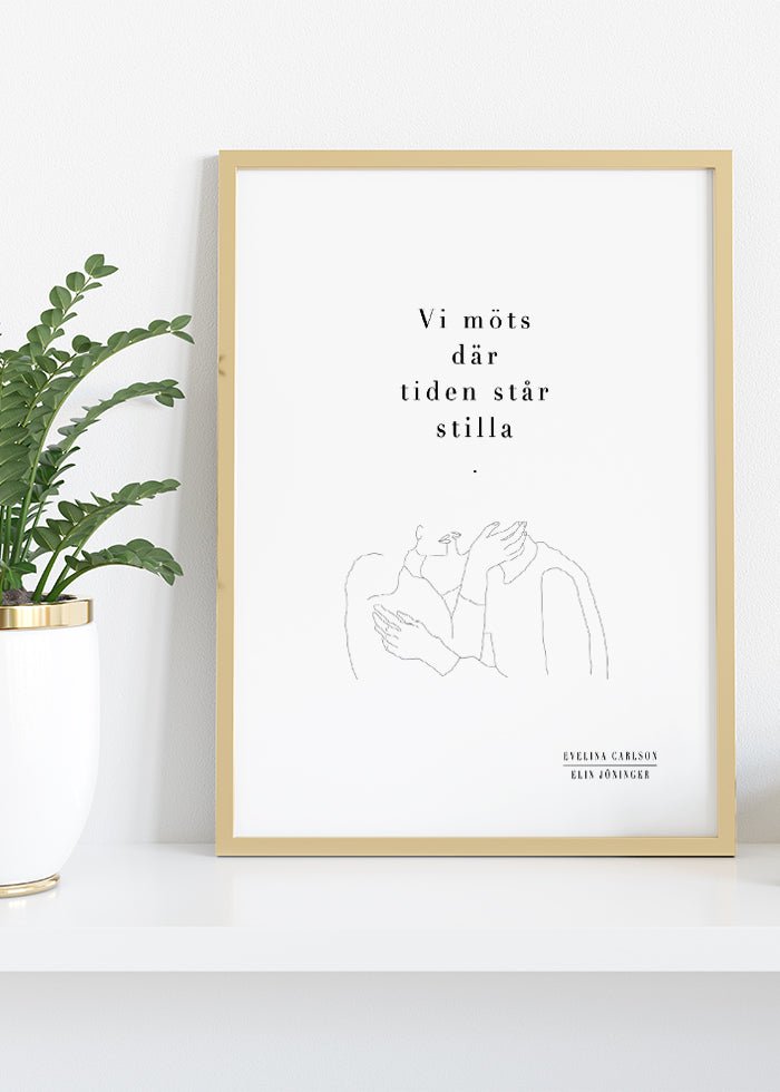 Svart vit tavla med text och illustration av Poesiposters.