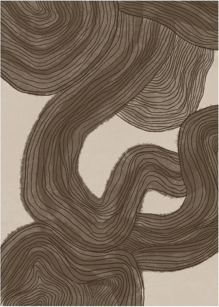 Abstrakt poster i bruna nyanser skapad av Rebecca Pedersen.