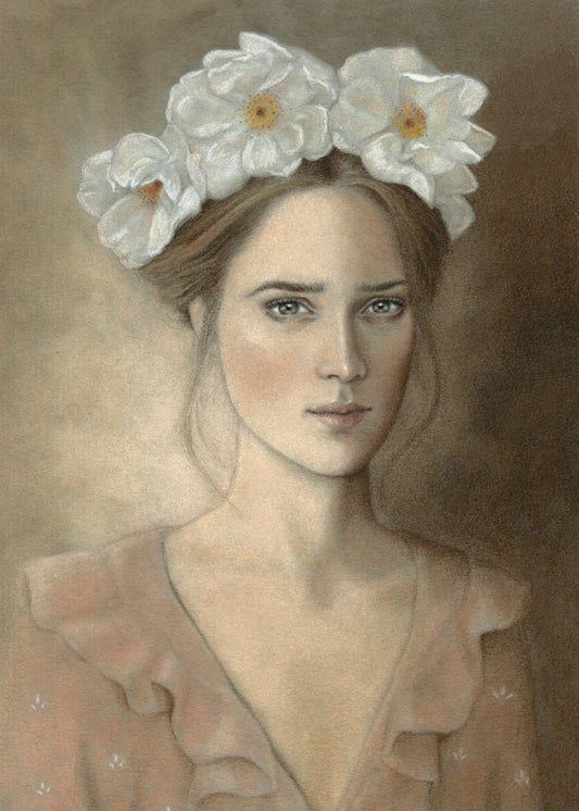 Flicka med blomsterkrans Poster