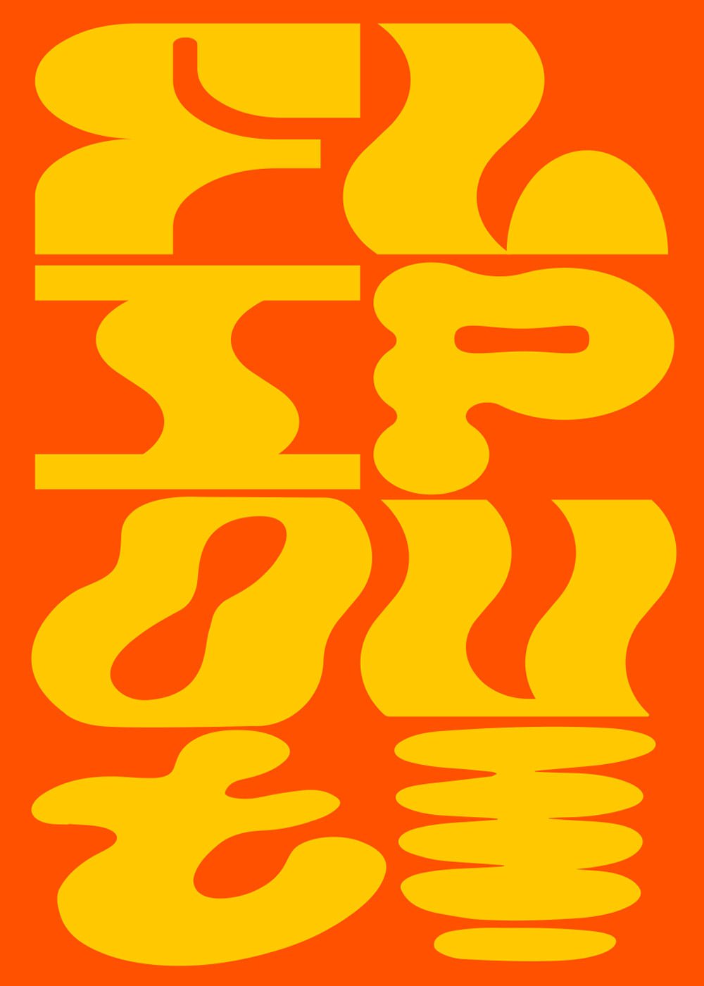 Flip Out Poster, typografisk poster i gult och orange. 