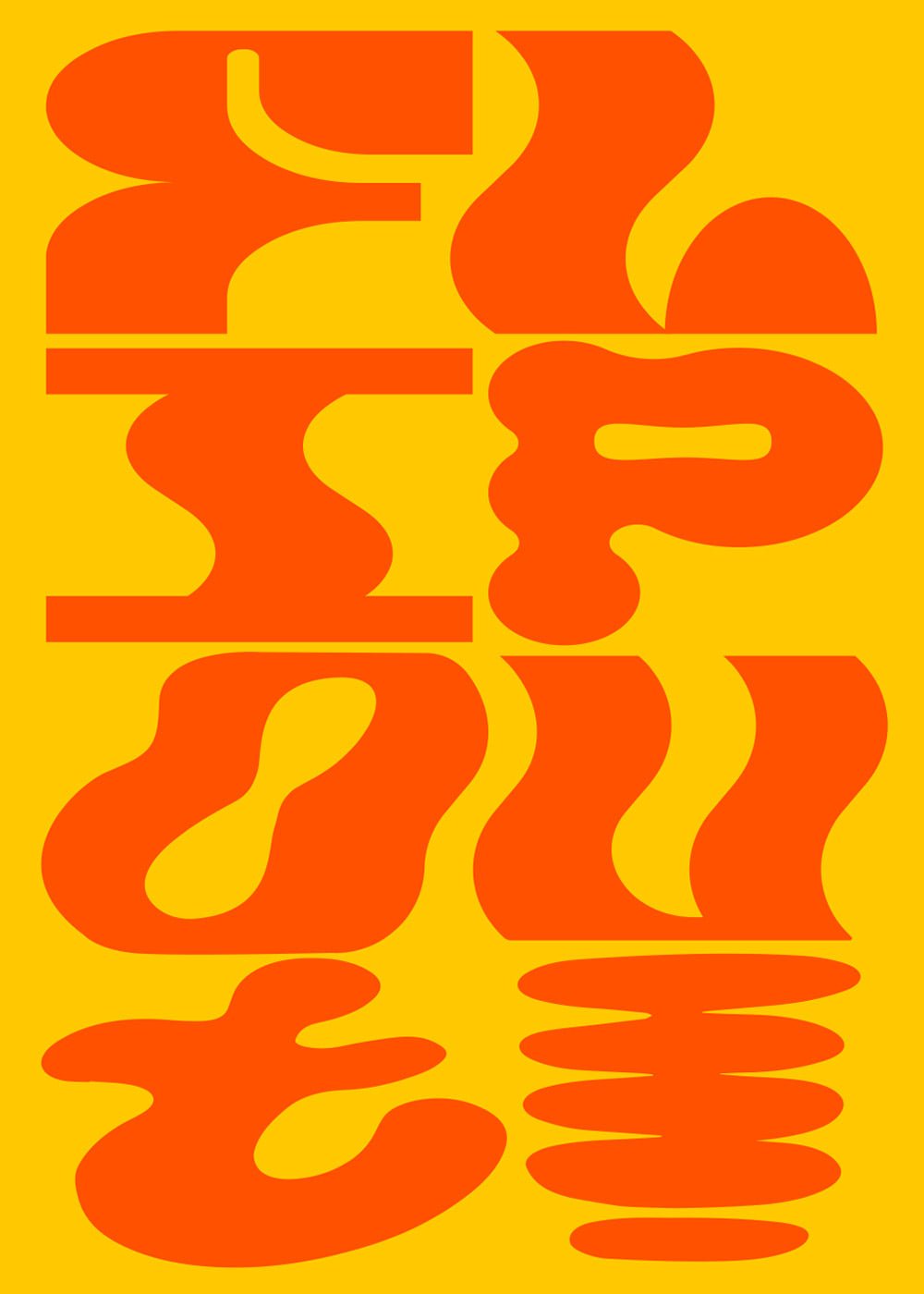 Flip Out Poster, typografisk poster i gult och orange.