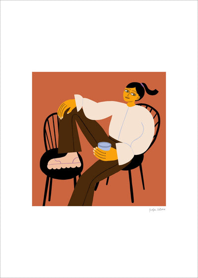 Kvinna med kaffe Poster