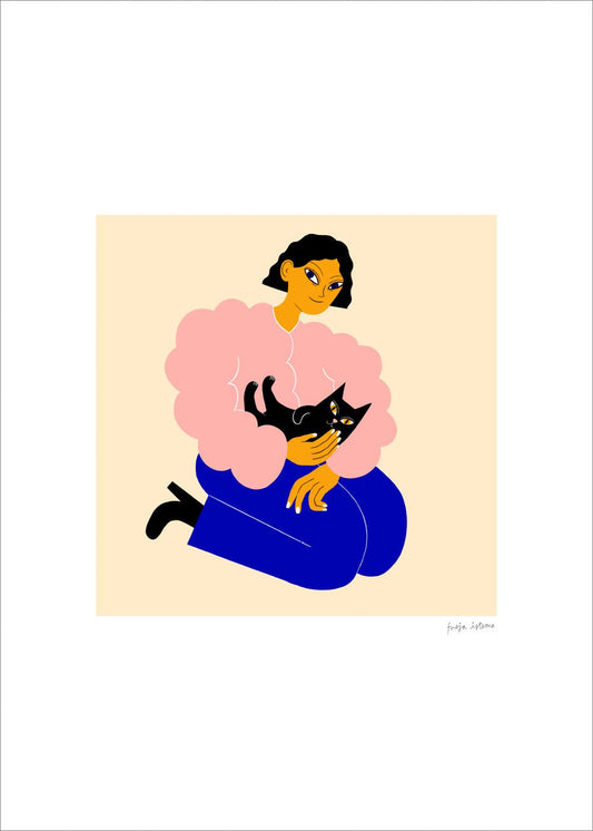 Kvinna med katt Poster - #shop_name