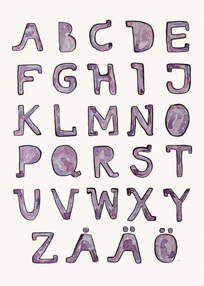 Lila Alphabet-Plakat