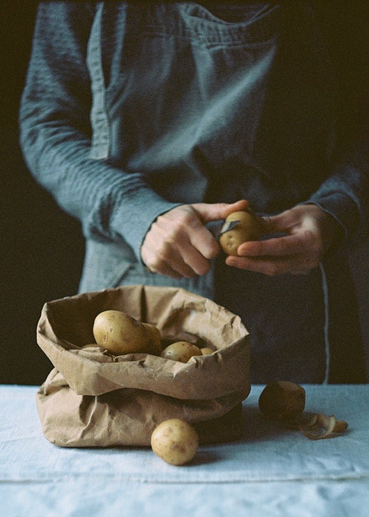 Poster zum Schälen von Kartoffeln