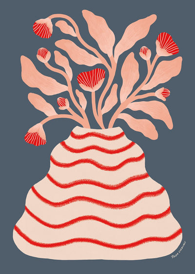 Red Stripe Vase Poster