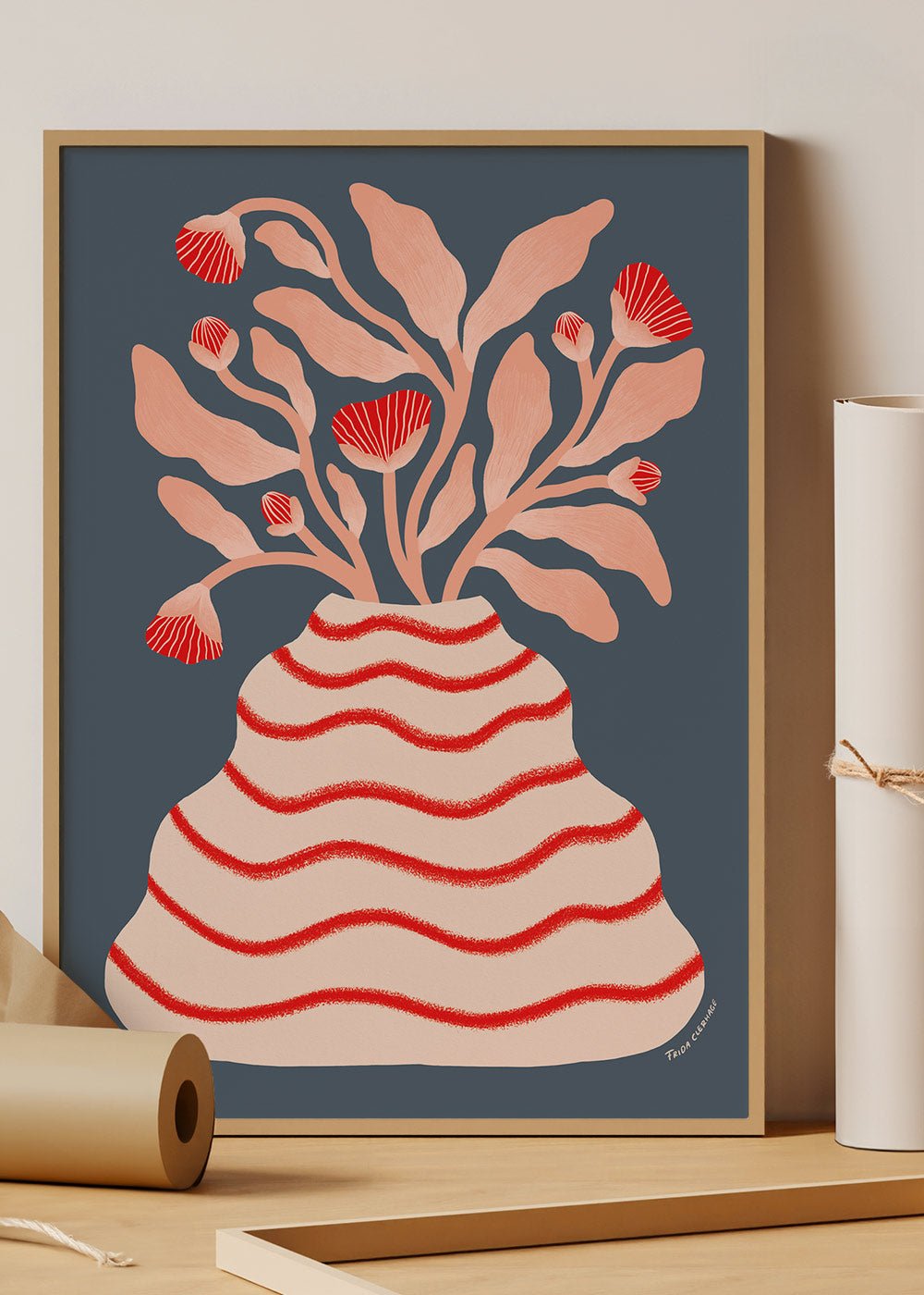 Red Stripe Vase Poster - #shop_name