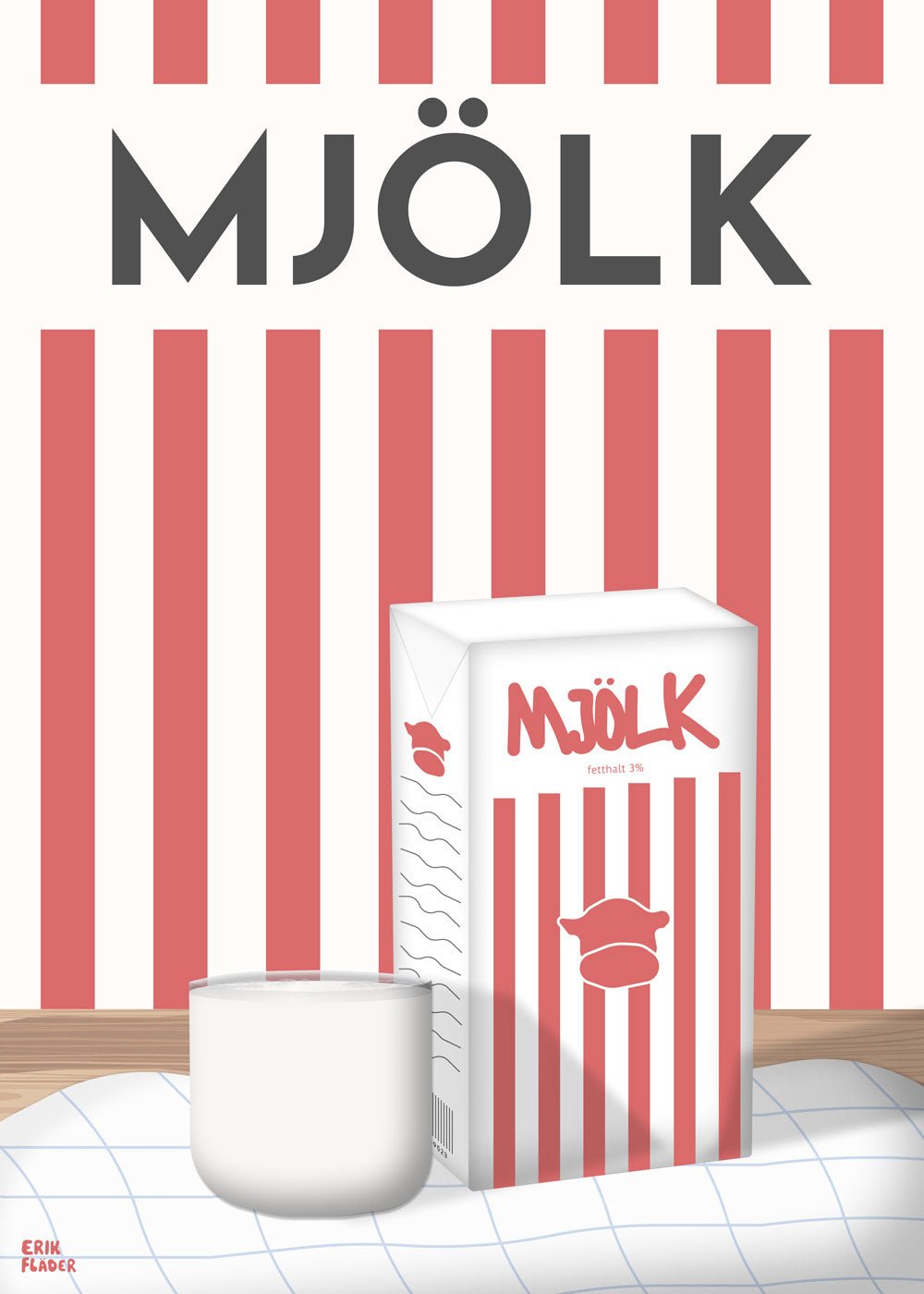Röd Mjölk Poster | Erik Fläder | SoPosters