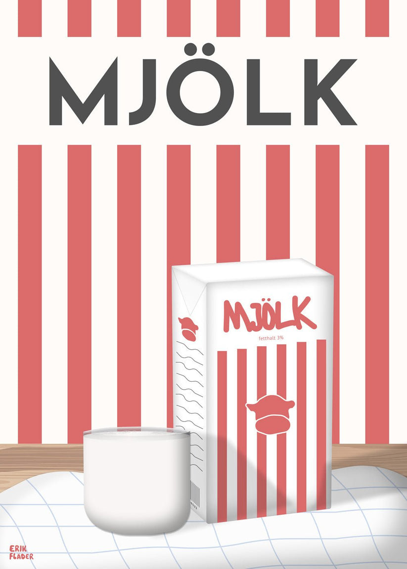 Röd Mjölk Poster | Erik Fläder | SoPosters