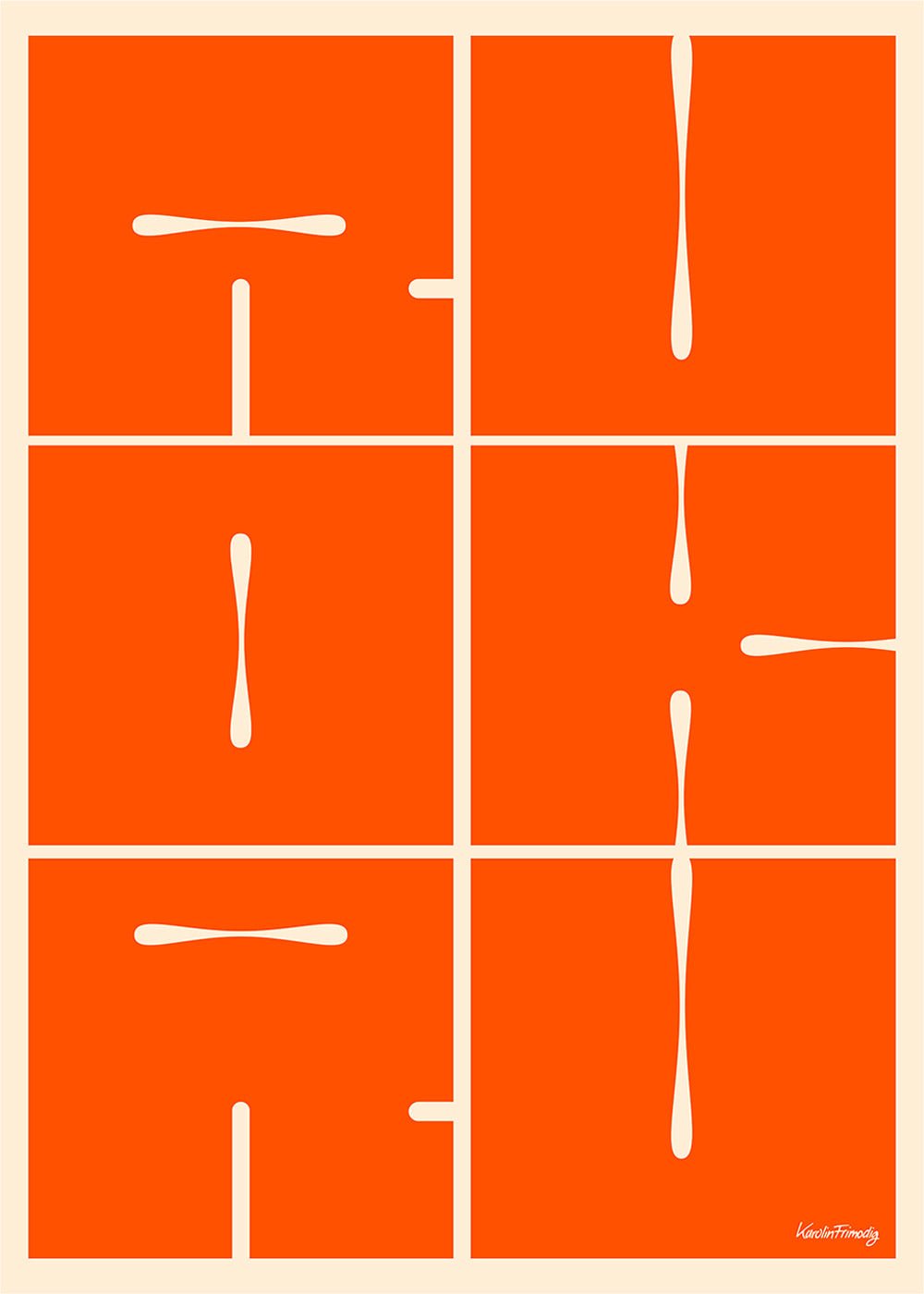 RUOK Orange Poste, trendig orange poster med minimalistiska former som stavar fram Are You Okay. 