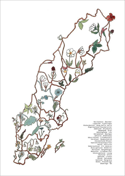 Sverige och Landskapsblommorna Poster - SoPosters