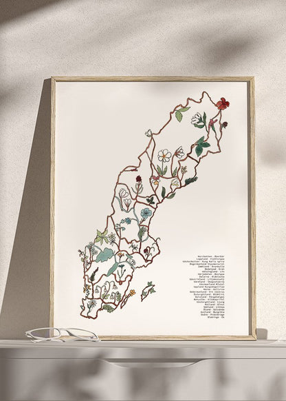 Sverige och Landskapsblommorna Poster - SoPosters